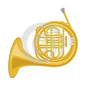 Vector illustration of a french horn isolated on white background