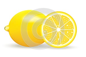Vector illustration of fresh lemon isolated on white background.