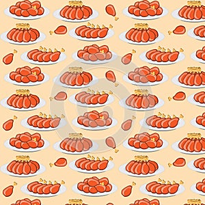 Vector illustration fried chicken legs seamless pattern