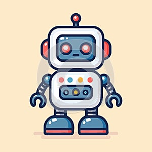 Vector illustration of a friendly robot in a contour style with bright colors, designed to resemble a child toy. Ideal