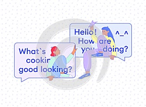 Vector illustration of friends chatting in a messenger