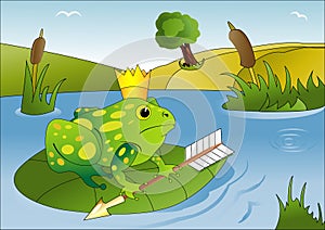 Vector illustration with a frog Prince.