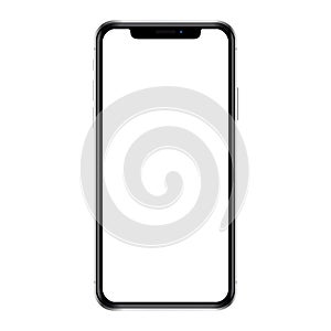 Vector illustration of front view modern smartphone, mobile, phone mockup isolated on white background with blank screen