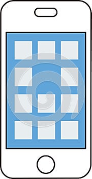 A vector illustration of the front of a white mobile phone