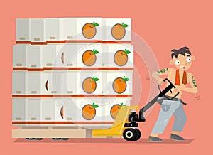 Vector illustration of fruit market porter in Hong Kong