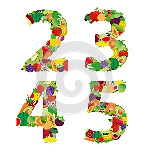 Vector illustration fruit and vegetable alphabet letter
