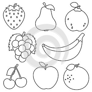 Vector Illustration Of Fruits Coloring Page