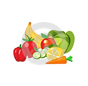 Vector Illustration of Fruits and Vegetables