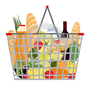 Vector Illustration of Full food basket.