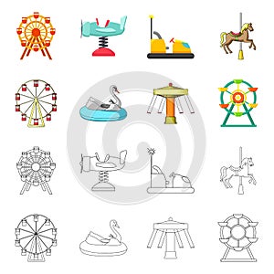 Vector illustration of fun and horse  sign. Set of fun and circus stock vector illustration.