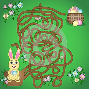 Vector illustration is a fun maze game for kids. Help the Easter Bunny find his basket.