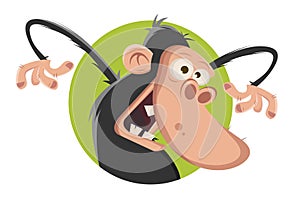 Vector illustration of a funny cartoon ape in a badge