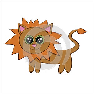 Vector illustration of funny cartoon lion