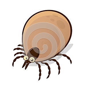 Vector illustration of a funny cartoon tick