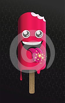 Vector illustration of funny ice lolly, purple color