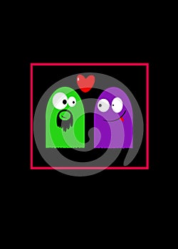 Vector illustration funny jelly love oval