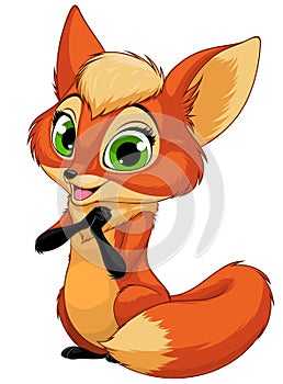 Vector illustration, Funny little fox child smiling