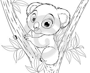 Vector illustration, funny little koala bear baby smiling