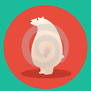 Vector illustration of funny polar bear in flat