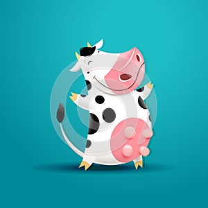 Vector illustration of funny smiling cow