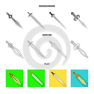 Vector illustration of game and armor icon. Collection of game and blade stock symbol for web.