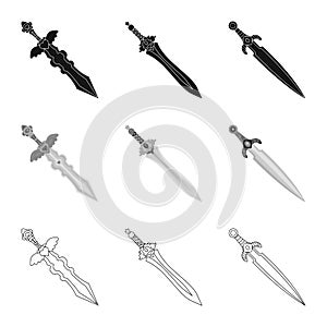 Vector illustration of game  and armor  icon. Set of game  and blade  stock vector illustration.