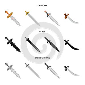 Vector illustration of game and armor logo. Set of game and blade vector icon for stock.