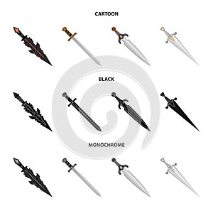 Vector illustration of game  and armor  logo. Set of game  and blade  vector icon for stock.