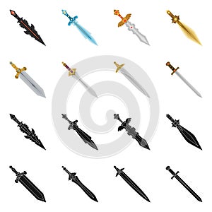 Vector illustration of game  and armor  sign. Set of game  and blade  vector icon for stock.
