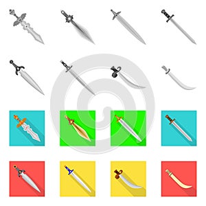 Vector illustration of game and armor symbol. Set of game and blade stock symbol for web.