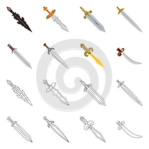 Vector illustration of game and armor symbol. Set of game and blade stock vector illustration.