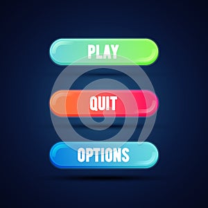 Vector illustration game UI set of buttons. GUI to build games. Modern flat gradient coloful button for mobile, web or video games