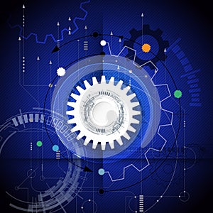 Vector illustration gear wheel and circuit board. Abstract futuristic, technology concept