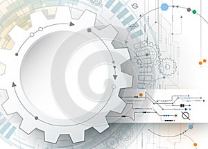 Vector illustration gear wheel and circuit board, Hi-tech digital technology and engineering