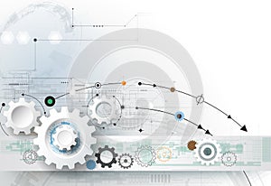 Vector illustration gear wheel, hexagons and circuit board, Hi-tech digital technology and engineering