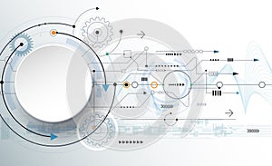 Vector illustration gear wheel, wave lines and circuit board