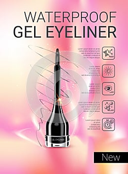 Vector Illustration with gel eyeliner container.