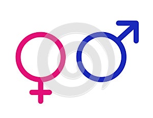 Vector illustration of gender symbols male and female. Female,boy, girl, man, woman icons. Feminine and masculine