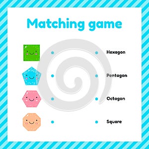 Vector illustration. geometric figures for kids. Matching game.