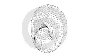 Vector illustration of geometric math shape with wireframe mesh