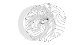 Vector illustration of geometric math shape with wireframe mesh