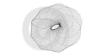 Vector illustration of geometric math shape with wireframe mesh