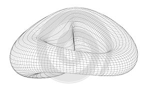 Vector illustration of geometric math shape with wireframe mesh