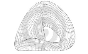 Vector illustration of geometric math shape with wireframe mesh