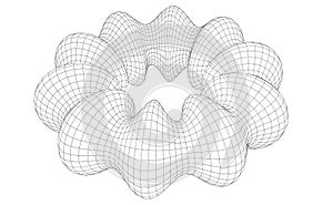 Vector illustration of geometric math shape with wireframe mesh