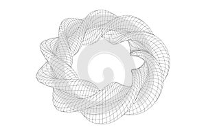 Vector illustration of geometric math shape with wireframe mesh