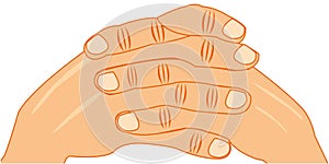 Vector illustration of the gesture coupled finger of the hands of the person