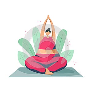 Vector illustration of a girl in a tracksuit in a yoga asana