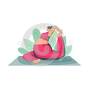 Vector illustration of a girl in a tracksuit in a yoga asana