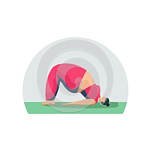 Vector illustration of a girl in a tracksuit in a yoga asana